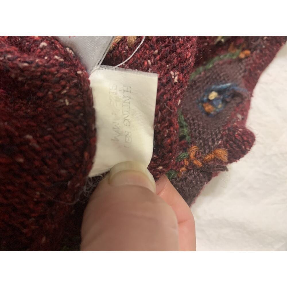 Vintage Signature Northern Isles Cardigan - Hand Embroidered Floral Red Grandma - Picture 9 of 11